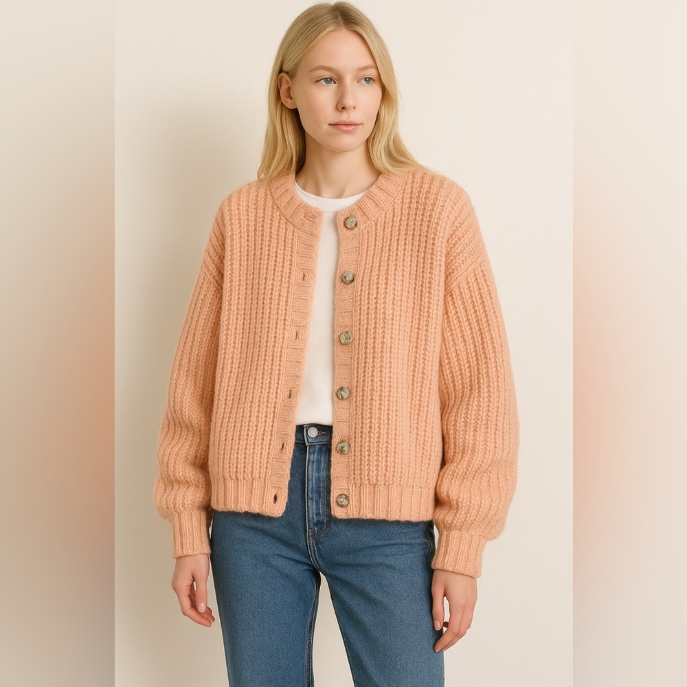L.L. Bean vintage mohair blend Knit Button-Front Cardigan
